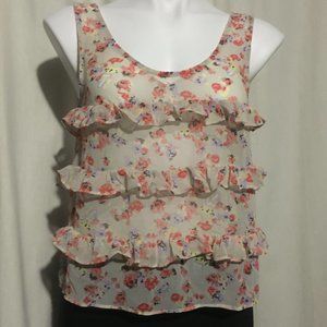 BCBGeneration Floral Ruffle Tank Size XS